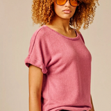 T-shirt en maille fine fluide avec cordon Dhoisy - Rose - SUN VALLEY FEMME