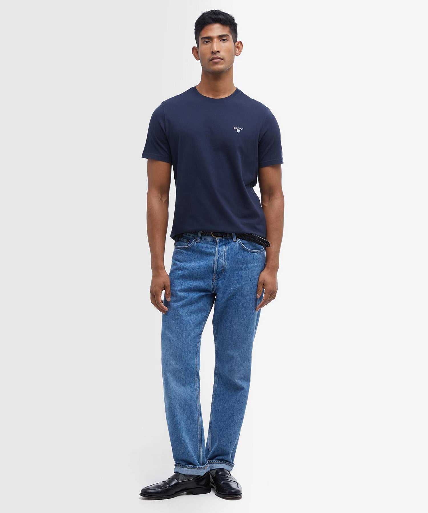 T-shirt en pur coton avec finitions tartan Aboyne - Marine - BARBOUR HOMME