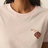T-shirt en pur coton broderie coquillage Iliana - Rose poudré - DES PETITS HAUTS