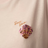 T-shirt en pur coton broderie coquillage Iliana - Rose poudré - DES PETITS HAUTS