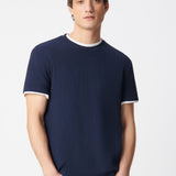 T-shirt en relief en pur coton pour homme M310043 - Marine - IKKS MEN
