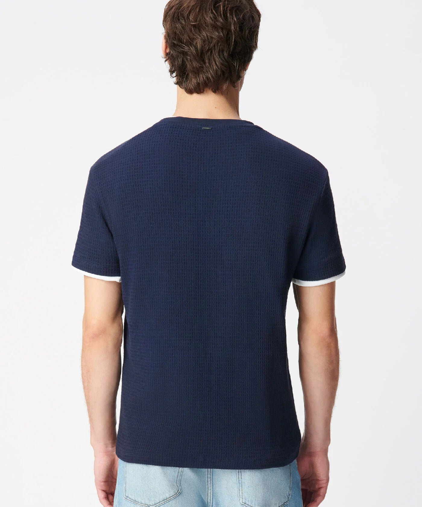 T-shirt en relief en pur coton pour homme M310043 - Marine - IKKS MEN