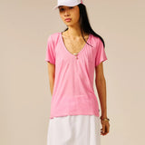 T-shirt fluide à col V plongeant Pecetto - Rose - SUN VALLEY FEMME