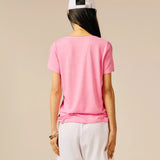 T-shirt fluide à col V plongeant Pecetto - Rose - SUN VALLEY FEMME