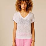 T-shirt fluide col V en maille légère Dirda - SUN VALLEY FEMME