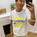 T-shirt imprimé message retro en pur coton Bliss - Blanc - C'EST BEAU LA VIE