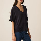 T-shirt oversize en lin col V Hanabelle - DES PETITS HAUTS