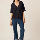T-shirt oversize en lin col V Hanabelle - DES PETITS HAUTS