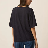 T-shirt oversize en lin col V Hanabelle - DES PETITS HAUTS