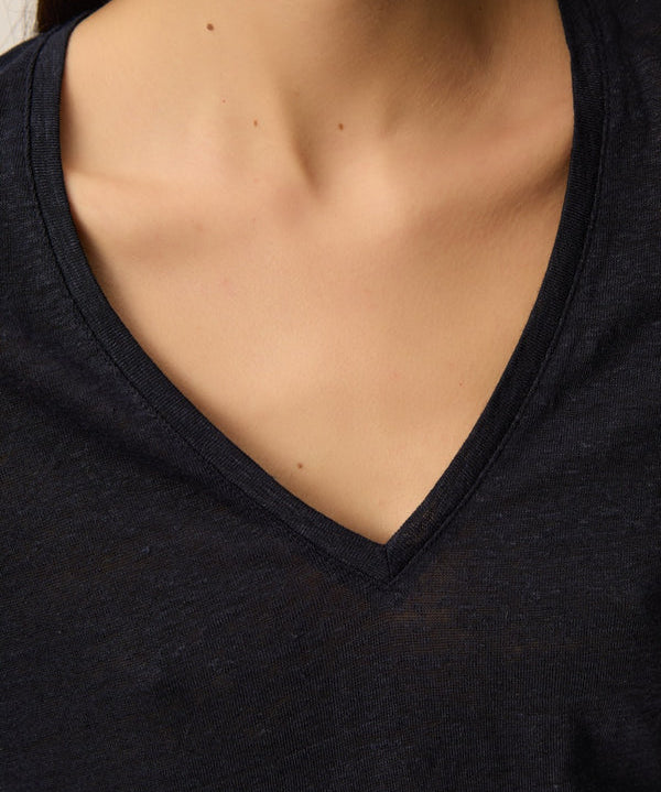 T-shirt oversize en lin col V Hanabelle - DES PETITS HAUTS