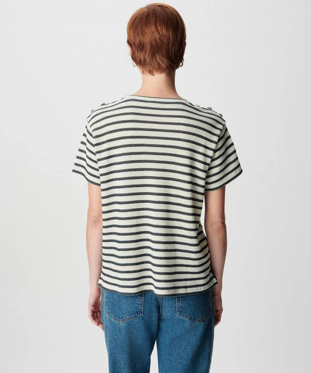 T-shirt oversize marinière pailleté B310195 - Marine - IKKS WOMEN