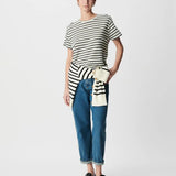 T-shirt oversize marinière pailleté B310195 - Marine - IKKS WOMEN
