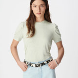 T-shirt pailleté à manches froncées B310555 - Amande irisé - IKKS WOMEN