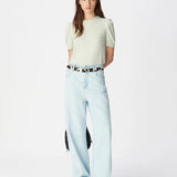 T-shirt pailleté à manches froncées B310555 - Amande irisé - IKKS WOMEN