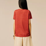 T-shirt uni oversize col V Pecetto - SUN VALLEY FEMME