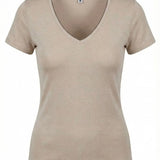 T-shirt uni oversize col V Pecetto - SUN VALLEY FEMME