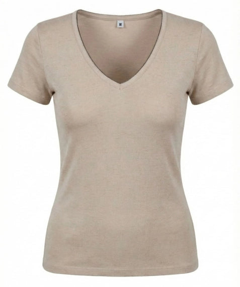 T-shirt uni oversize col V Pecetto - SUN VALLEY FEMME