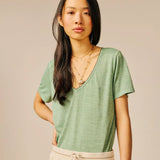 T-shirt uni oversize col V Pecetto - SUN VALLEY FEMME
