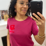 T-shirt col rond Flowers logo Amour - Grenadine - C'EST BEAU LA VIE