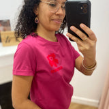 T-shirt col rond Flowers logo Amour - Grenadine - C'EST BEAU LA VIE