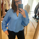 Top fluide en lin Nana - Bleu cobalt - FABIENNE CHAPOT