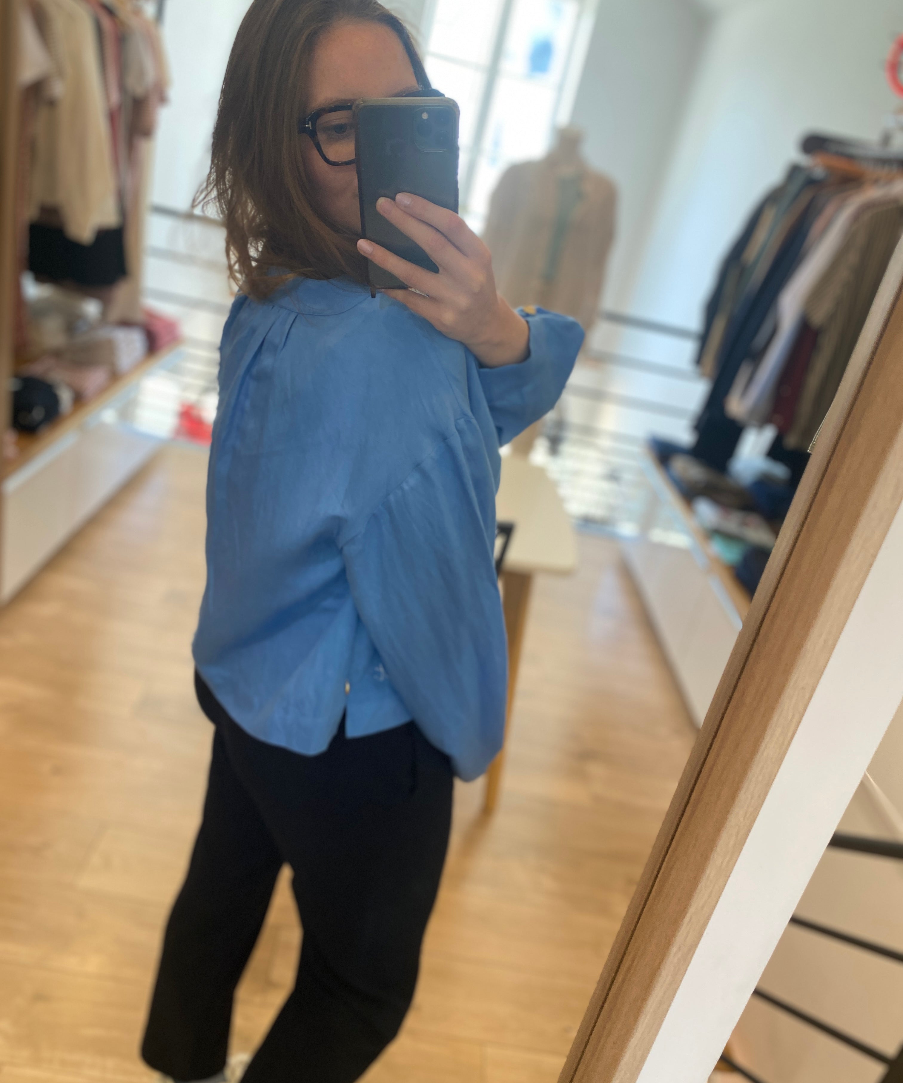 Top fluide en lin Nana - Bleu cobalt - FABIENNE CHAPOT