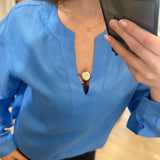 Top fluide en lin Nana - Bleu cobalt - FABIENNE CHAPOT