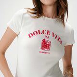 Top ajusté en jersey de coton à message Wrenley - Fuchsia - GRACE & MILA