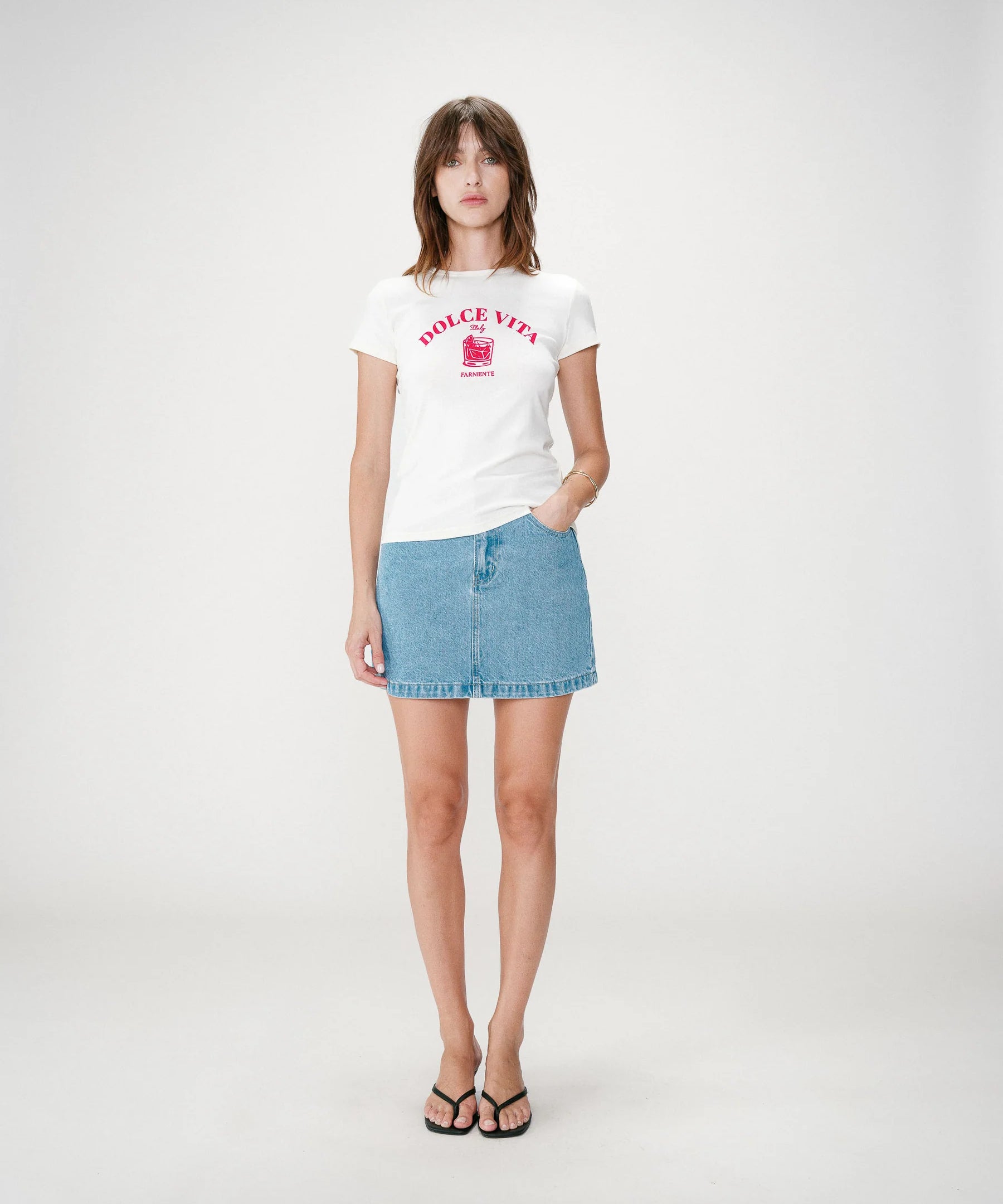 Top ajusté en jersey de coton à message Wrenley - Fuchsia - GRACE & MILA