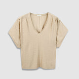 Top col V loose en tricot lurex B310635 - Champagne - IKKS WOMEN