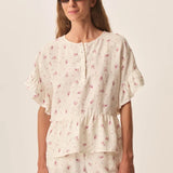 Top peplum fleuri à manches volants Tango - Alizée - DES PETITS HAUTS
