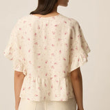 Top peplum fleuri à manches volants Tango - Alizée - DES PETITS HAUTS