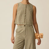 Top sans manches à carreaux boutonné Ugo - Vichy - DES PETITS HAUTS