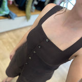 Top style gilet sans manches encolure carrée Tahmara - Terre - DES PETITS HAUTS