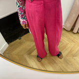 Pantalon de tailleur large à plis - Fushia - GRACE & MILA