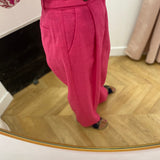 Pantalon de tailleur large à plis - Fushia - GRACE & MILA