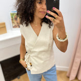 Top sans manches cache-coeur Veya - Naturel - LA PETITE ETOILE