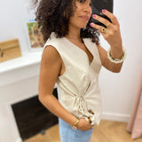 Top sans manches cache-coeur Veya - Naturel - LA PETITE ETOILE