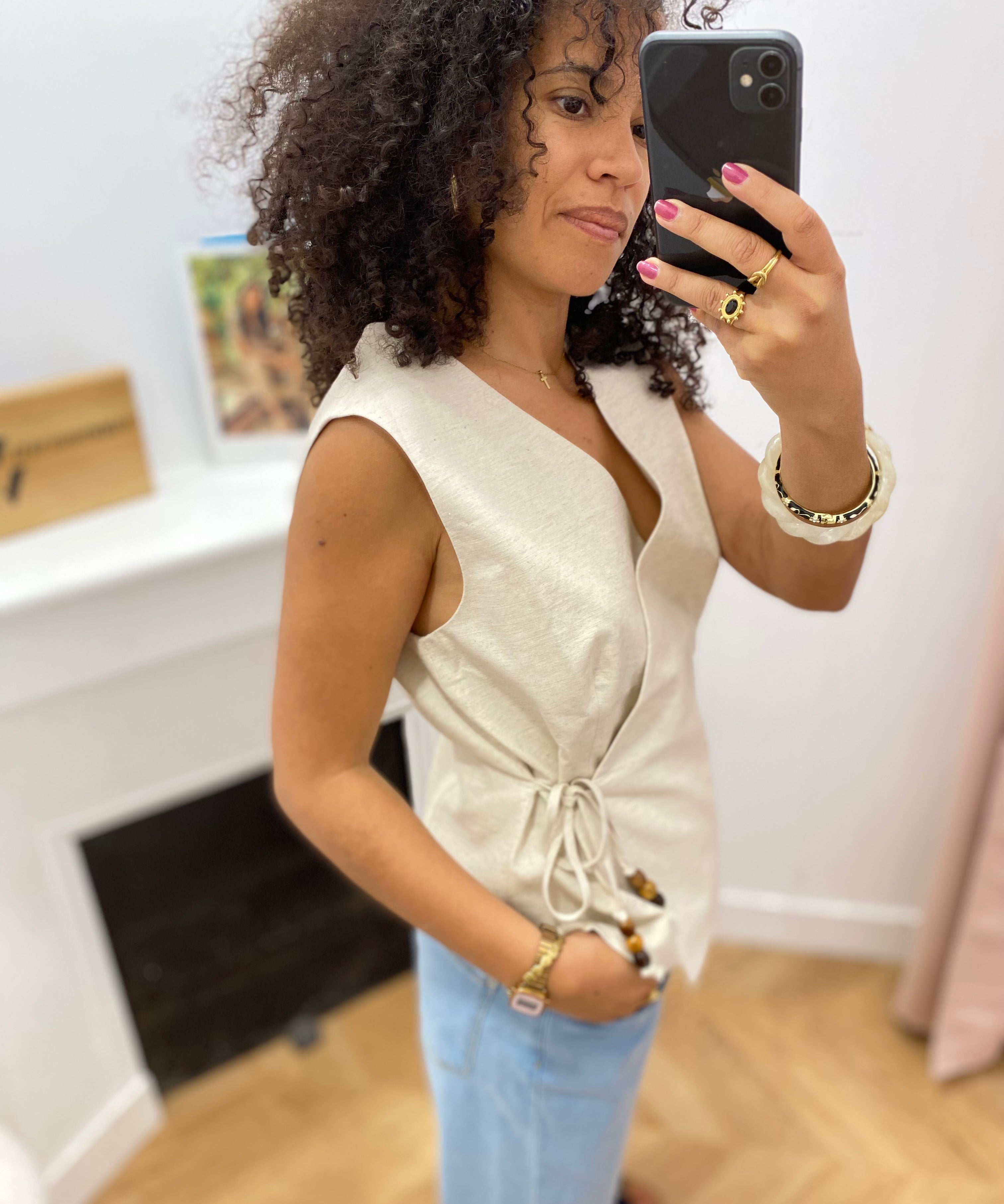 Top sans manches cache-coeur Veya - Naturel - LA PETITE ETOILE