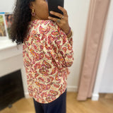 Blouse ample manches bouffantes à imprimé floral Vezia - Pêche - GRACE & MILA
