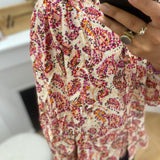 Blouse ample manches bouffantes à imprimé floral Vezia - Pêche - GRACE & MILA