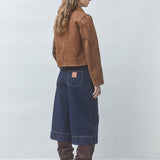 Vue de dos de la veste courte en simili suède tabac SUNCOO FEMME Dune
