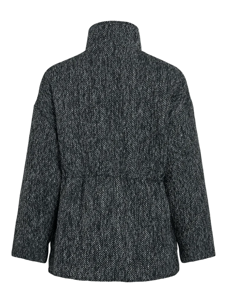 Veste courte à chevrons gris C'EST BEAU LA VIE Vionette vue de dos avec taille fronçable