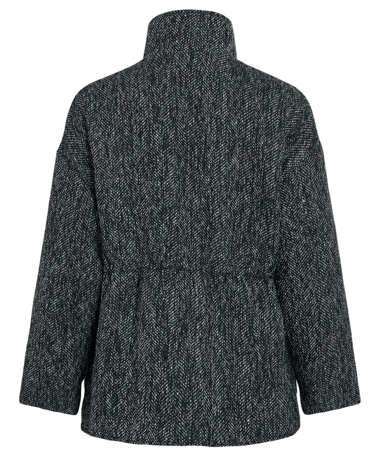 Veste courte à chevrons gris C'EST BEAU LA VIE Vionette vue de dos avec taille fronçable
