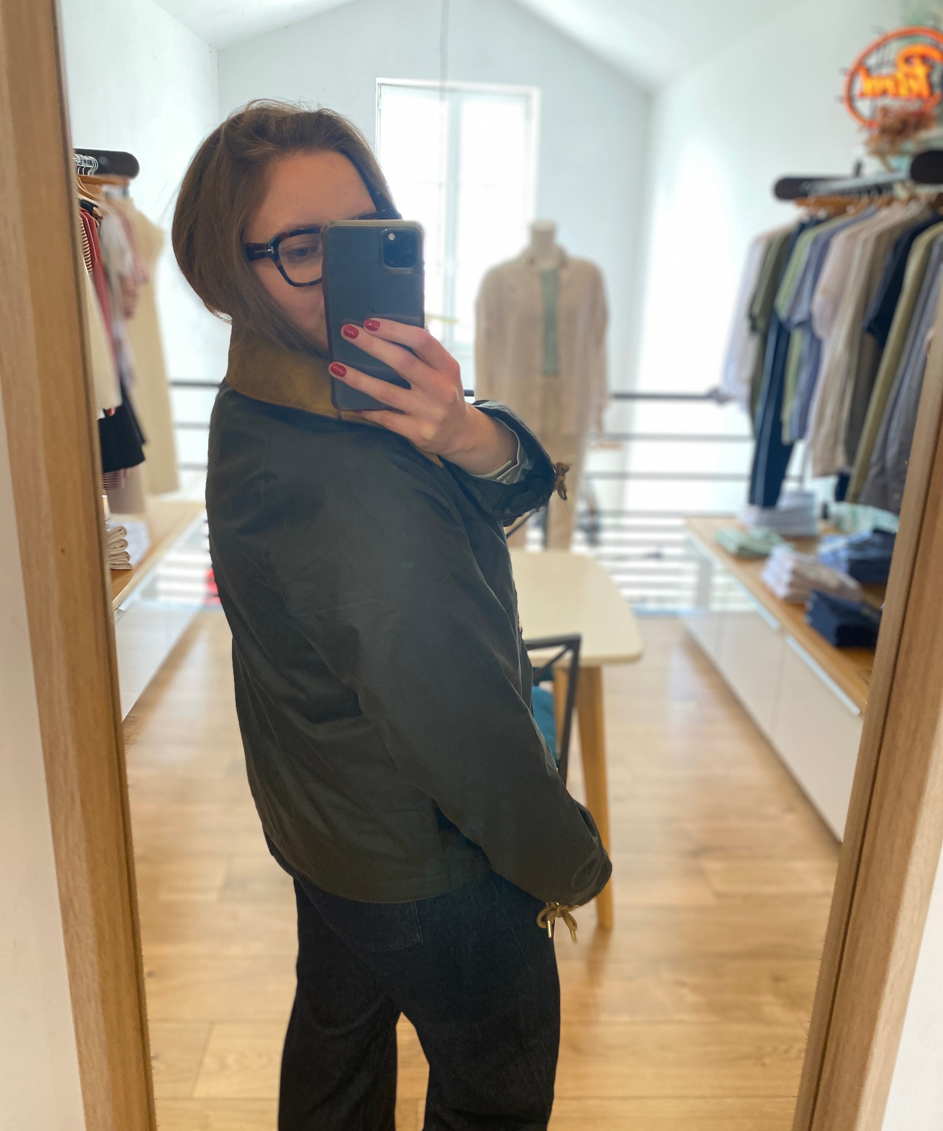 Veste courte cirée Marron - Vert fern ancient - BARBOUR FEMME