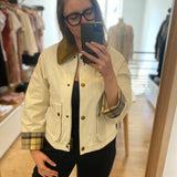 Veste courte détails tartan Beadnell - Perle claire & beige - BARBOUR FEMME