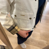 Veste courte détails tartan Beadnell - Perle claire & beige - BARBOUR FEMME