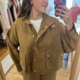 Veste courte oversize légère Leo ecorce - Camel - DES PETITS HAUTS