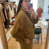 Veste courte oversize légère Leo ecorce - Camel - DES PETITS HAUTS