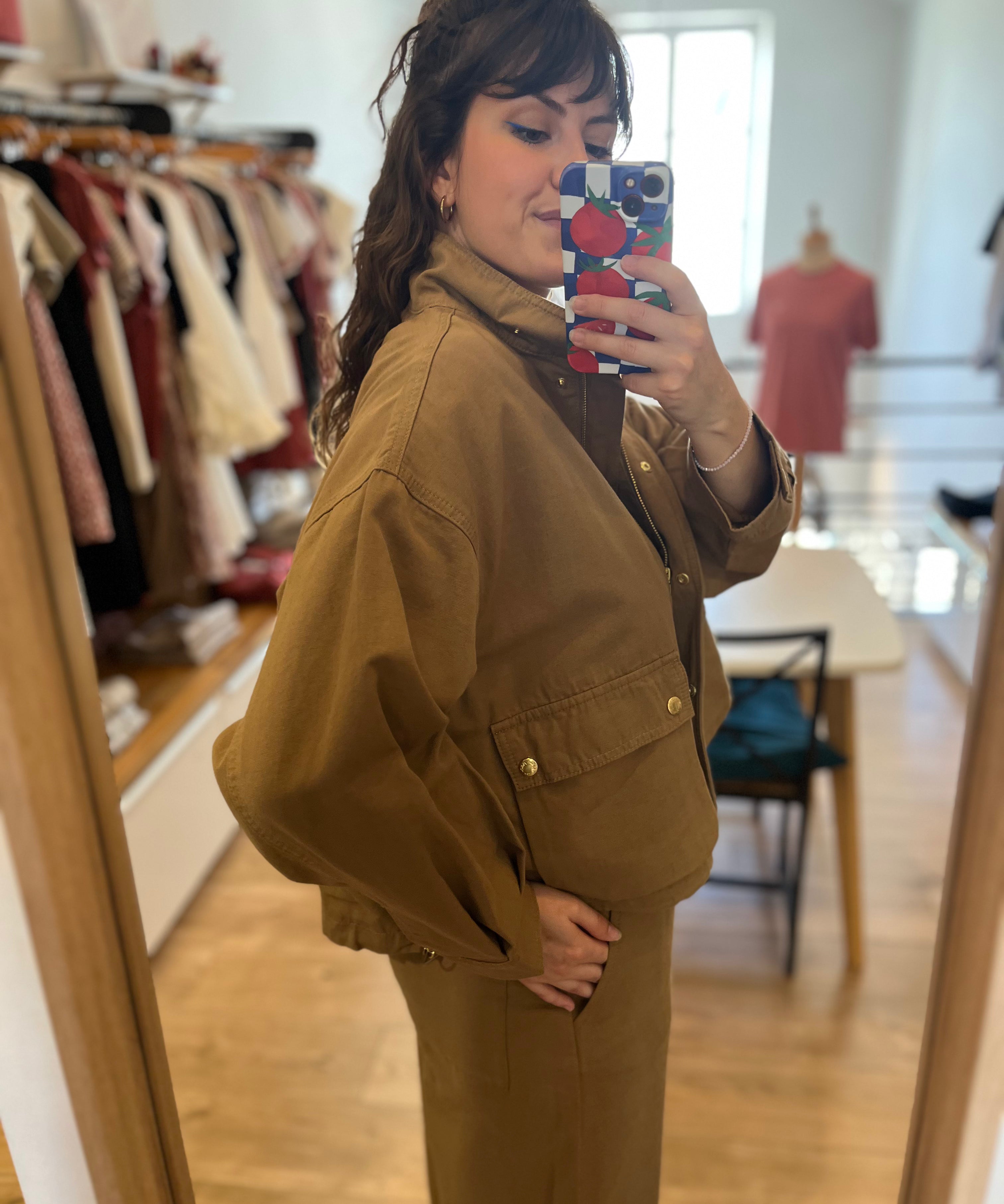 Veste courte oversize légère Leo ecorce - Camel - DES PETITS HAUTS